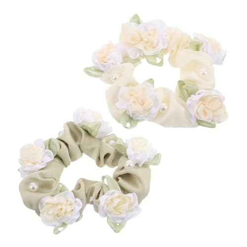WOFASHPURET 2stücke Haargummis Mit Blumenmuster Elastische Haarbänder Für Damen Dehnbare Haarspangen Zum Schnellen Dutt-styling Geeignet Für Ganztägigen Tragen Bei Legenen Und Formellen von WOFASHPURET
