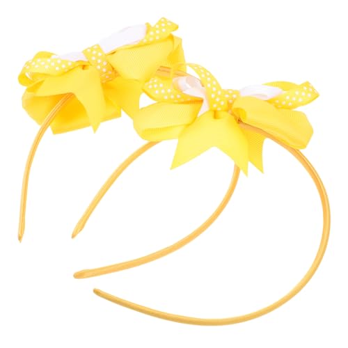 WOFASHPURET 2 Stück Haarbänder mit Schleife Lolita Design Weiß Gelb Doppellagig Weiches Elastisches Stirnband für Party Kopfschmuck Kostüm Karneval Fotoshooting von WOFASHPURET