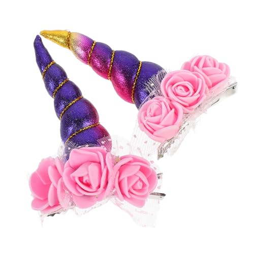 WOFASHPURET 2 Stück Haarnadeln Einhorn Bunte Leichte Haarklammern für Mädchen Party Halloween Geburtstag Langlebiger Haarschmuck Dekorative Clips für Alltag und Fest von WOFASHPURET