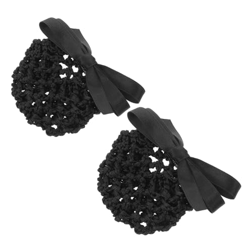 WOFASHPURET 2stücke Netz-kopfwickel Aus Elastischem Material Mit Schleife Für Dutts Haarnetz Für Damen Tanz Büro Haarspangen Mit Schleifen Netz-kopfwickel von WOFASHPURET