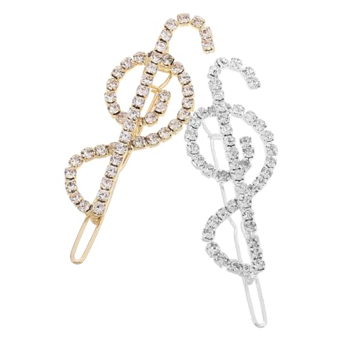 WOFASHPURET 2stücke Haarspangen Für Damen Mit Musiknoten-design Besetzt Mit Strasssteinen Aus Metall Für Verschiedene Anlässe Geeignet von WOFASHPURET