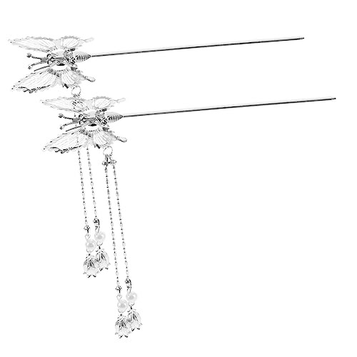 WOFASHPURET Haarstäbchen 2 Stück Schmetterling Vintage Haarstab Mit Quaste Für Hochsteckfrisuren Damen Metall Haarnadel Für Braut Chinesisches Haaraccessoire Für Alltag Und von WOFASHPURET