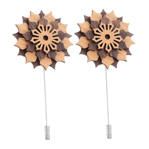 WOFASHPURET 2 Stück Holzblumen Brosche mit Farbigen Perlen Koreanische Anstecknadel Robustem Legierungs Pin Modisches Herren Accessoire für Kleidung Taschen Hüte Kostümschmuck Dekoration von WOFASHPURET