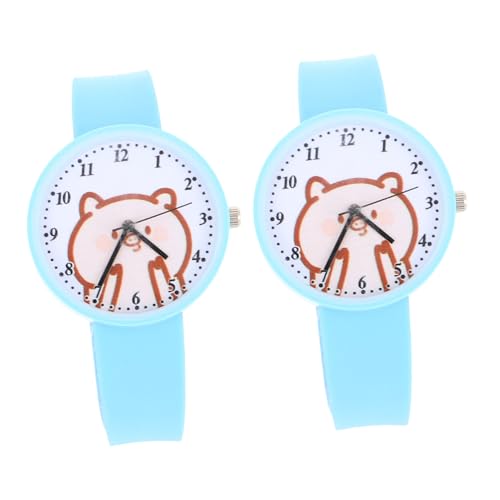 WOFASHPURET 2stücke Cartoon Silikon Kinderuhr Für Schüler Modische Armbanduhr Mit Quarzwerk Für Schule Freizeit Und Partys Präzise Zeitmessung von WOFASHPURET