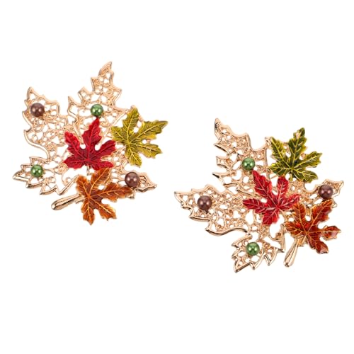 WOFASHPURET 2stücke Ahornblattbrosche Für Damen Stilvolle Pulloverbrosche Ahornblatt-anstecknadel Aus Metall Kleiderschmuck Thanksgiving-brosche Broschennadel Für Kleidung von WOFASHPURET