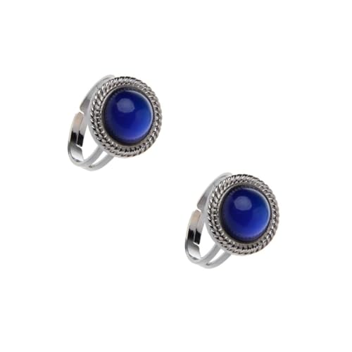 WOFASHPURET 2 Stück Magischer Farbwechselring Schmuck Einstellbar Ringe Gold Silber Verstellbarer Stimmungsring Edelsteinring Fingerring Verstellbarer Farbwechselring Gefühlsring Legierung von WOFASHPURET
