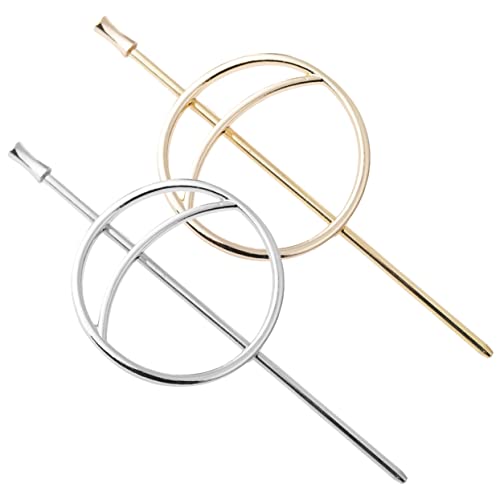 WOFASHPURET 2 Stück Metall Haarnadel Runde Hohle Haarstäbe für Dutt Haarschmuck Damen Sicherer für Dickes Langes Haar Leichtes Design Gold und Silber Vielseitig für Alltag und Festliche von WOFASHPURET