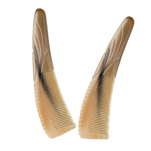 WOFASHPURET 2 Stück Naturhorn Haarkamm Antistatischer für Männer und Kopfhautmassager für Styling und Entwirren von Lockigem Haar Freundlicher mit Dickem Gebogenem Design von WOFASHPURET