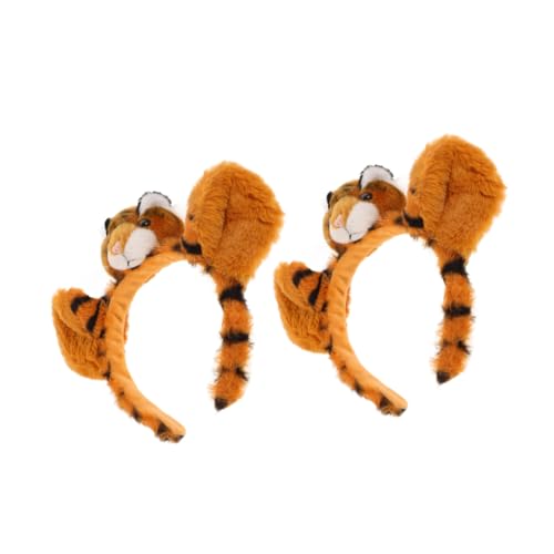 WOFASHPURET 2stücke Stirnband Mit Tigerohren Plüschtier-kostüm-requisite Für Mädchen Halloween-party Cosplay-zubehör Und Lustiges Stirnband Zum Anziehen Für Themenveranstaltungen Und von WOFASHPURET