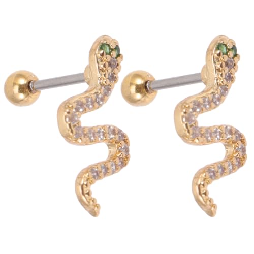 WOFASHPURET 2 Stück Schlangenohrstecker Damen Ohrringe Ohrstecker Für Tierohrringe Schlangenohrringe Ohrschmuck Golden Edelstahl WOFASHPURET 2 Stück Schlangenohrstecker Damen Ohrringe Ohrstecker Für Tierohrringe Schlangenohrringe Ohrschmuck Golden Edelstahl von WOFASHPURET