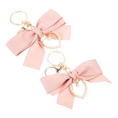 WOFASHPURET 2stücke Perlen-schlüsselanhänger Mit Schleife Niedlicher Taschenanhänger Dekorativer Schlüsselring Für Handtaschen Und Autoschlüssel Accessoire Für Damen von WOFASHPURET