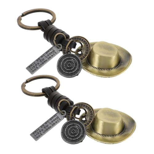 WOFASHPURET 2 Stück Schlüsselanhänger Mit Cowboy-Hut-Design, Cowboy-Hut-anhänger, Schlüsselanhänger, Retro-Cowboy-Hut-Form, Schlüsselanhänger, Cowboy-Hut-anhänger von WOFASHPURET