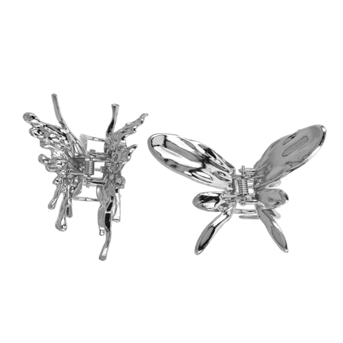 WOFASHPURET 2 Stück Schmetterling Haarklammern für Damen Kleine Rutschfeste Haarspangen für Dünnes Haar Stilvolle Haarschmuck Accessoires Silber Unterwegs und Vielseitige Frisuren von WOFASHPURET