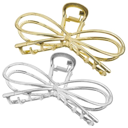WOFASHPURET 2 Stück Teiliges Metalllegierung Schleifen haarklammern für Dickes Haar Stabile Haarklammern in Gold und Silber Eleganter Haarschmuck Damen Vielseitig Einsetzbar von WOFASHPURET
