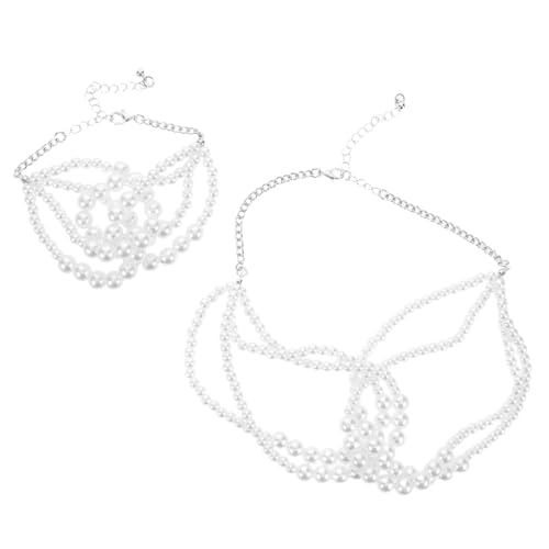 WOFASHPURET 2stücke Kunstperlenkette Plastikperlenarmband Mehrlagige Plastikperlenkette Kunstperlenschmuck Halskette Schmuck Für Hochzeiten Formelle Anlässe Partyzubehör Geknotete von WOFASHPURET