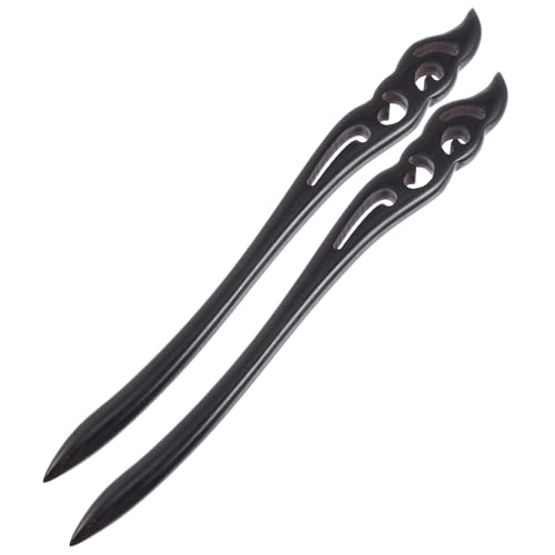 WOFASHPURET 2 Stück Teiliges Schwarze Holz Haarnadeln Retro Chinesischer Haarschmuck Vintage Haarforken Elegant für Damen und Han Mode von WOFASHPURET