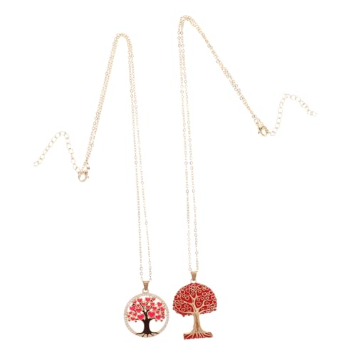 WOFASHPURET 2stücke Lebensbaum-halsketten Baum-anhänger Einfache Stilvolle Damen-halskette Aus Messing Modischer Retro-halsschmuck Für Frauen Boho-halskette Mit Anhänger Zum Aufhängen von WOFASHPURET