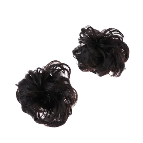 WOFASHPURET 2 Stück Teiliges Synthetisches Haarteil Dutt Haarknoten Voluminöse Haarplatte Tool für Frauen Mädchen Braun Schwarz von WOFASHPURET