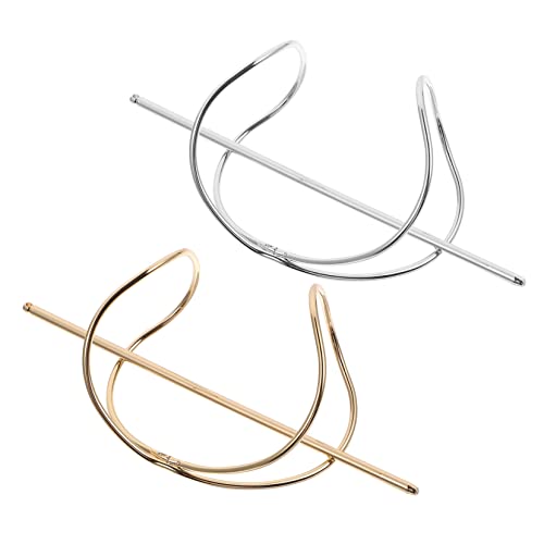 WOFASHPURET 2 Stück Teiliges Unregelmäßige Gebogene Metall Haarnadeln Haarklammern für Damen Stabiler Haarknotenhalter Eleganter Dutt Stick in Gold und Silber Vielseitiger Haarschmuck für von WOFASHPURET