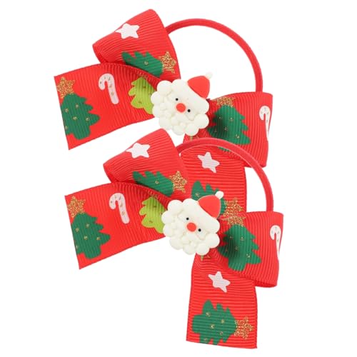 WOFASHPURET 2 Stück Teiliges Weihnachts Haargummi mit Schleifenmuster Elastische Dehnbare Haargummis für Mädchen Weicher Hautfreundlicher Haarband Scrunchie für Ponytail und Festlichen von WOFASHPURET