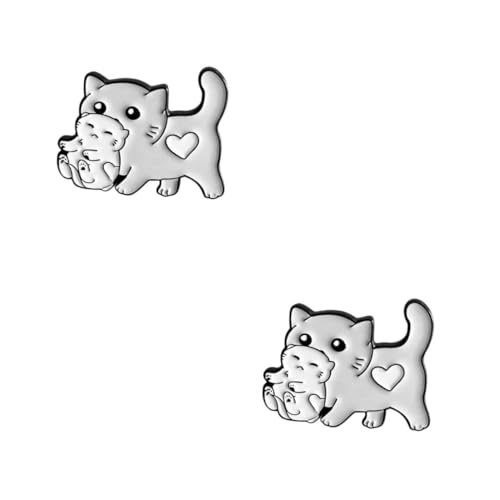 WOFASHPURET 2 Stück Tier Brosche Lustig Tasche Winzig Mini Broschen Karikatur Hallo Brosche Süß Jeans-brosche Brosche Katze Light Grey von WOFASHPURET