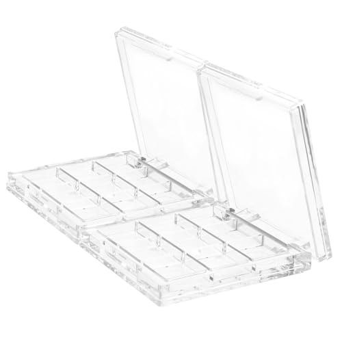 WOFASHPURET 2 Stück Transparente Lidschattenbox aus Stabilem Nachfüllbare Kosmetik Aufbewahrungsbox mit Fächern Kompakt und Tragbar für Lidschatten und Make Up Unterwegs von WOFASHPURET