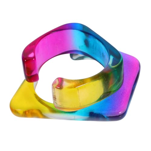 WOFASHPURET 2 Stück Unregelmäßige Kunststoff Armreifen Set mit Farbverlauf Retro Geometrisches Design Damen Handgelenk Schmuck für Outdoor Musikfestivals und Alltag WOFASHPURET 2 Stück Unregelmäßige Kunststoff Armreifen Set mit Farbverlauf Retro Geometrisches Design Damen Handgelenk Schmuck für Outdoor Musikfestivals und Alltag von WOFASHPURET