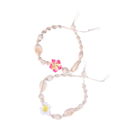 WOFASHPURET 2 Stück Verstellbare Damen Fußkette mit Blumen und Muschel Anhänger Leichtes Boho Schmuckstück für Sommer Strand Komfortabel und Langlebig für Hochzeit und Party von WOFASHPURET