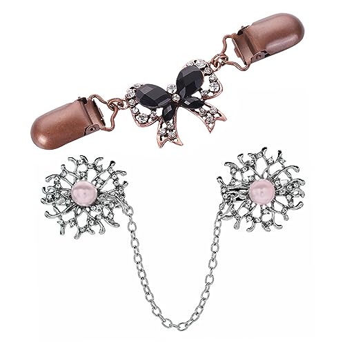 WOFASHPURET 2 Stück Vintage Broschen Teilig Metall Brooch Clips für Damen Leichte Strickjacken und Schalhalter Stilvolle Retro Anstecknadeln für Kleidung und Accessoires von WOFASHPURET