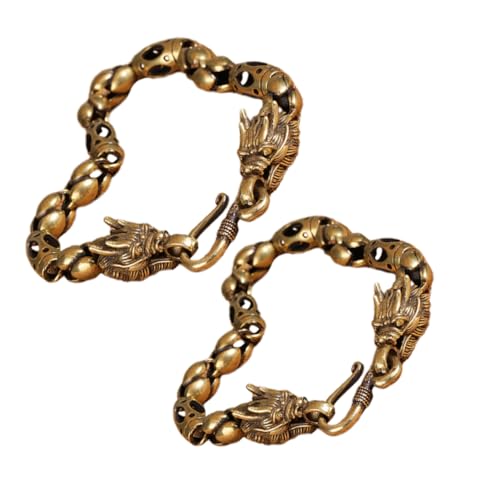 WOFASHPURET Drachenarmband Vintage Messingarmreif Mit Drachenmotiv 2 Stück (22cm 24cm) Für Männer Und Frauen Chinesisches Drachenarmband Mit Antikem Finish Starkes Und Kraftvolles von WOFASHPURET