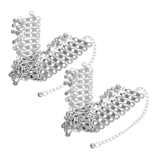 WOFASHPURET 2stücke Mehrlagiges Fußkettchen Mit Jingle Charm Und Quaste Verstellbar Für Frauen Boho-Stil Für Sommer Strand Bauchtanz Und Lässige Outfits von WOFASHPURET
