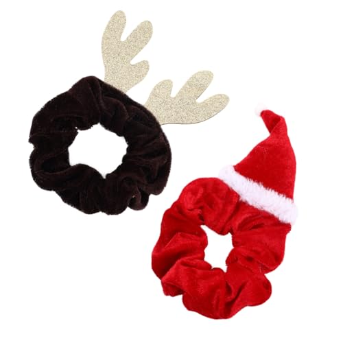 WOFASHPURET 2 Stück Weiche Haargummis Elastische Haarschleifen Rot Vintage Haarseile Festliche Weihnachtsdekoration Damen von WOFASHPURET