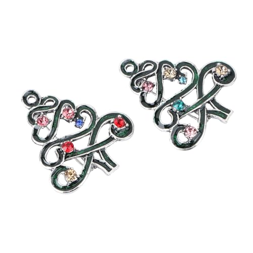WOFASHPURET 2 Stück Weihnachtliche Anstecknadel Langlebige Legierung Brosche Festliches Design Grüne Weihnachtsbaum Corsage Kleidung Accessoire für Xmas Kostüme von WOFASHPURET