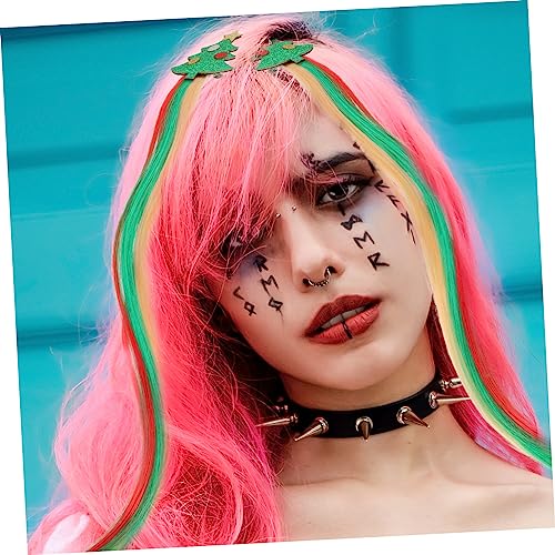 WOFASHPURET 2 Stück Weihnachtliche Haarklammern für Mädchen Teiliges Weihnachtsbaum Haar Extensions Clips Buntes Haarschmuck Einfach zu Befestigen Festliche Haaraccessoires für Party und von WOFASHPURET