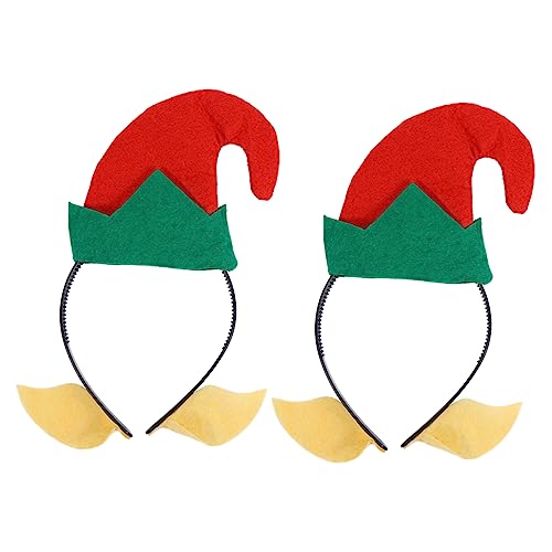 WOFASHPURET 2 Stück Weihnachts Haarreif mit Lustigen Elfen Mützen Festlicher Kopfschmuck für Karneval Weihnachtsfeier und Kostümparty Weihnachtlicher Haarschmuck für Damen und Herren von WOFASHPURET