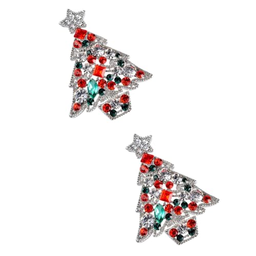 WOFASHPURET 2 Stück Weihnachtsbroschen Weihnachtsbaum Anstecknadeln Festliche Kleidung Schmuck Accessoire für Damen Zufällige Farben Zufällige Farbe von WOFASHPURET