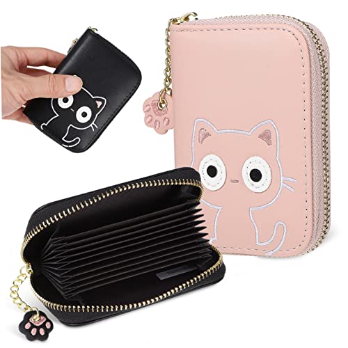 WOFASHPURET 2stücke Kleine Geldbörsen Kartenhalter Katzenmuster Reißverschluss Münzgeldbörse Pu- Geldbörsen Mit Kartenfächern Für Damen Und Mädchen von WOFASHPURET