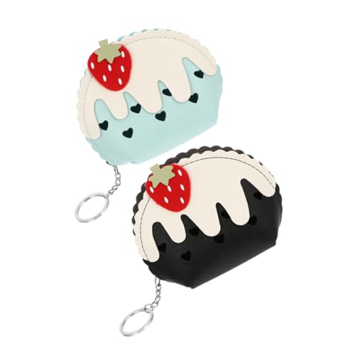 WOFASHPURET 2stücke Kawaii Mini Geldbörse Für Mädchen Süßes Eiscreme Design Kleiner Reißverschluss Münzbeutel Für Shopping Und Alltag Blau Und Schwarz von WOFASHPURET