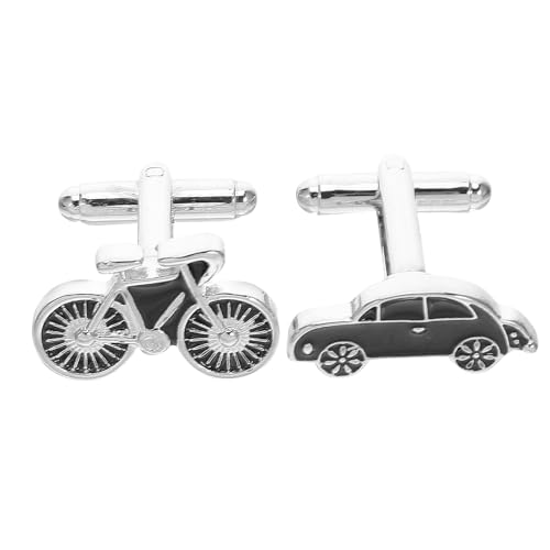 WOFASHPURET 2 Stück schwarze Manschettenknöpfe für Männer, Auto- und Radfahrer-Smoking-Ohrstecker, Hemd-Accessoires, Hochzeitsschmuck, Manschettenknöpfe für Bräutigam, Ehemann, Vater von WOFASHPURET