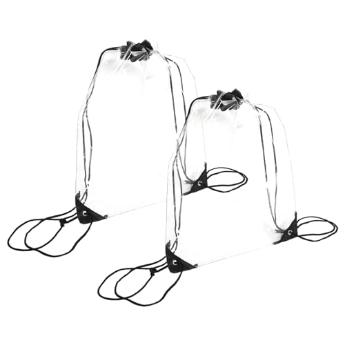 WOFASHPURET 2stücke Durchsichtiger Sling-Rucksack Transparenter PVC-kordelzugbeutel Kleiner Wasserdichter Kordelzugbeutel Aus Kunststoff Für Stadien Sportveranstaltungen Reisen Und Arbeit von WOFASHPURET