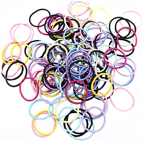 WOFASHPURET 200stücke Zweier-set Elastische Kleine Haarringe Dehnbare Haargummis Pferdeschwanzhalter Haarschmuck Für Junge Mädchen Mehrfarbig von WOFASHPURET