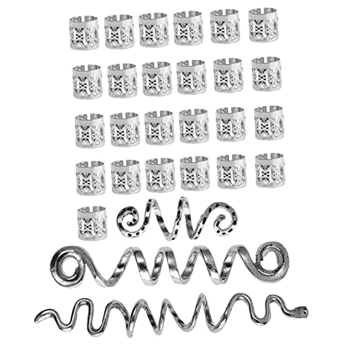 WOFASHPURET 28stücke Haarringe Für Zöpfe Haarmanschetten Dreadlock-accessoires Haarschmuck Für Zöpfe Dreadlock-manschetten Haar-accessoires Für Dreadlock-schmuck Haarschmuck Für Dreadlocks Zop von WOFASHPURET