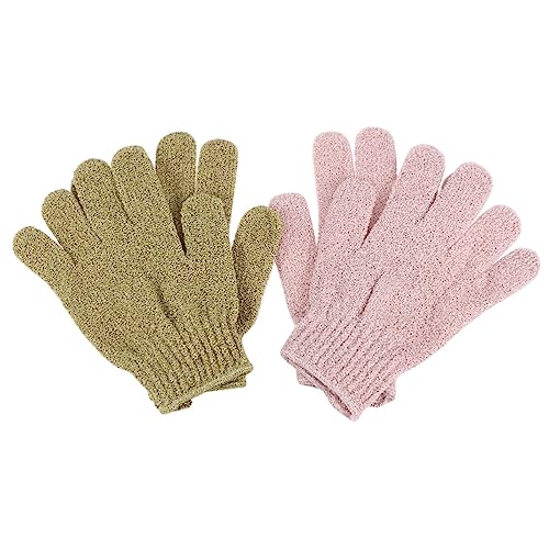WOFASHPURET 2paare Badehandschuhe Rückenmassagehandschuhe Fünf-finger-handtücher Duschgel Körperpeeling Für Damen Herren Studenten Rosa Grün von WOFASHPURET