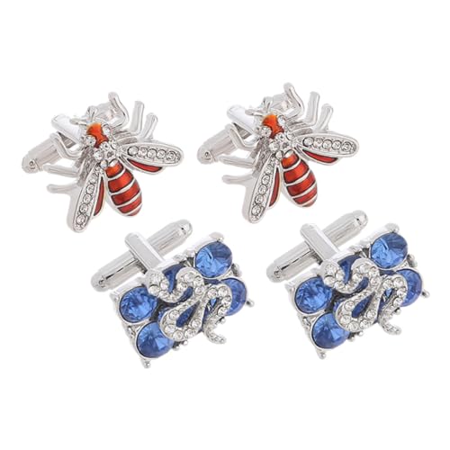 WOFASHPURET Manschettenknöpfe für Herren Biene Schlange Metall 2 Paar Anzug Zubehör Business Hemd von WOFASHPURET