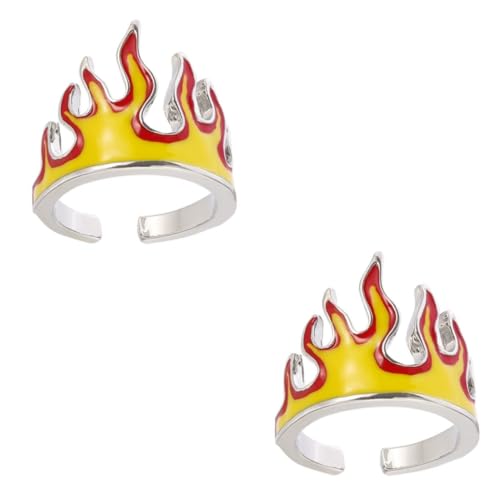 WOFASHPURET 2St Feuerring aura licht ring ringe für herren ring for men mens ring Damenringe Vintage-Schmuck Studentischer Fingerring Dekorativer Ring öffnen Zubehör schmücken Metall (Eisen) von WOFASHPURET