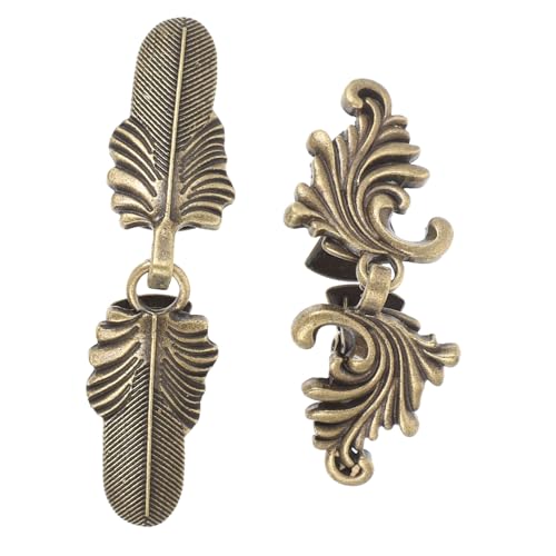 WOFASHPURET 2stücke Vintage Sweater Clips Metallische Cardigan Clips Und Broschen Für Damen Praktische Verschlüsse Für Schals Und Strickjacken Design Mit Floralen Und Federartigen Mustern von WOFASHPURET