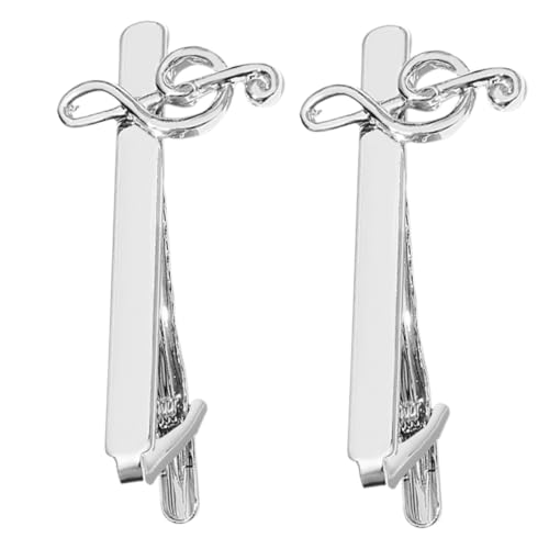 WOFASHPURET 2Stücke Krawattenclips für Herren Musiknoten Design Elegant für Anzüge Hochzeiten Business Formelle Anlässe Polierte Oberfläche Modisches Accessoire von WOFASHPURET