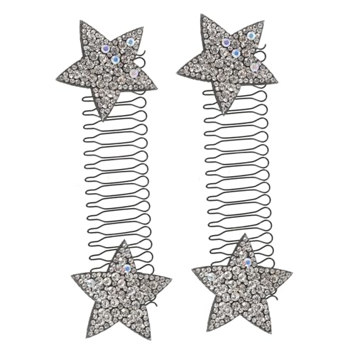 WOFASHPURET 2stücke Silberne Sternförmige Haarkämme Dehnbare Unsichtbare Haarfixierkämme Haarstyling-tool Für Damen Rutschfeste Haarspangenkämme von WOFASHPURET