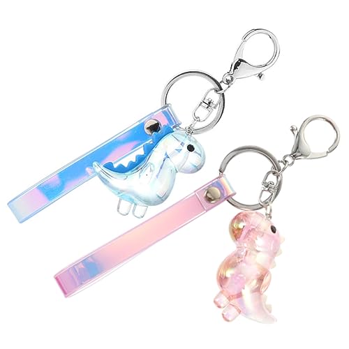WOFASHPURET 2stücke Dino Schlüsselanhänger Kunststoff Dinosaurier Anhänger Schlüsselring Taschenornament Schlüsselbeinhänger Für Rucksack Und Handtasche von WOFASHPURET