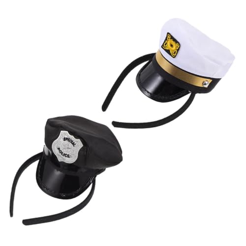 WOFASHPURET 2stücke Junge Mädchen Matrosenhut Stirnband Haarreifen Kapitänsmütze Cosplay Kopfbedeckung Party Karneval Halloween Requisit von WOFASHPURET